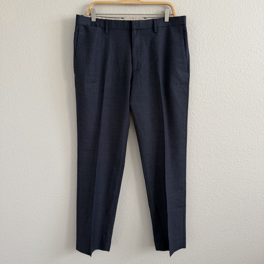 Banana Republic Men's Sz 36 x 32 Pants 100% Wool Modern Slim Fit Lined Navy